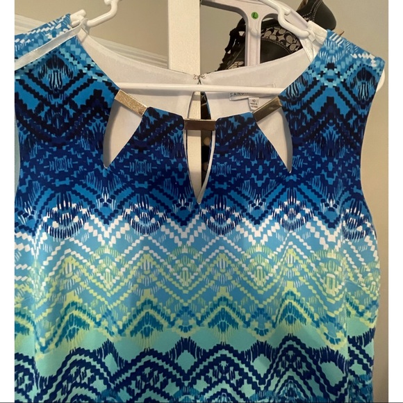 Sandra Darren Maxi Blue, Teal, Green Dress 👗 - Picture 13 of 13